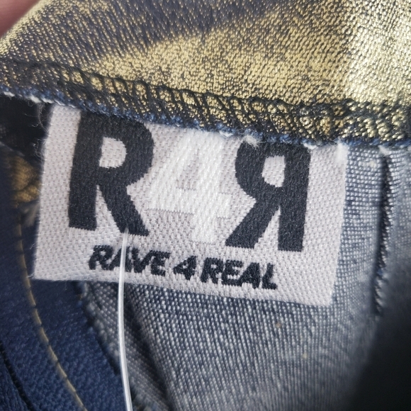 NWT Rave 4 Real Blue and Metallic Gold Y2K  Skirt Sz M - Picture 7 of 9